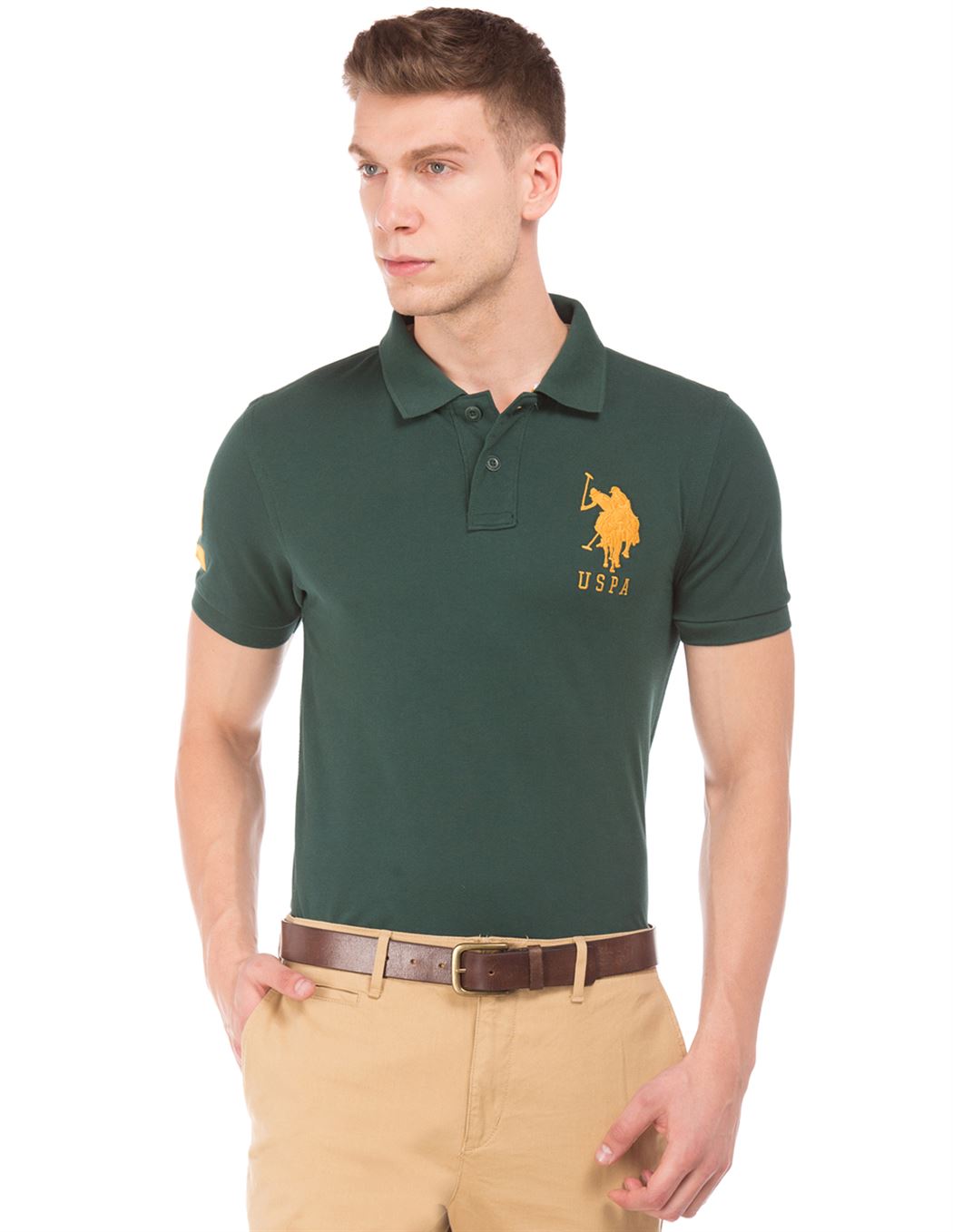 U.S. Polo Assn. Men Casual Wear Green T-Shirt